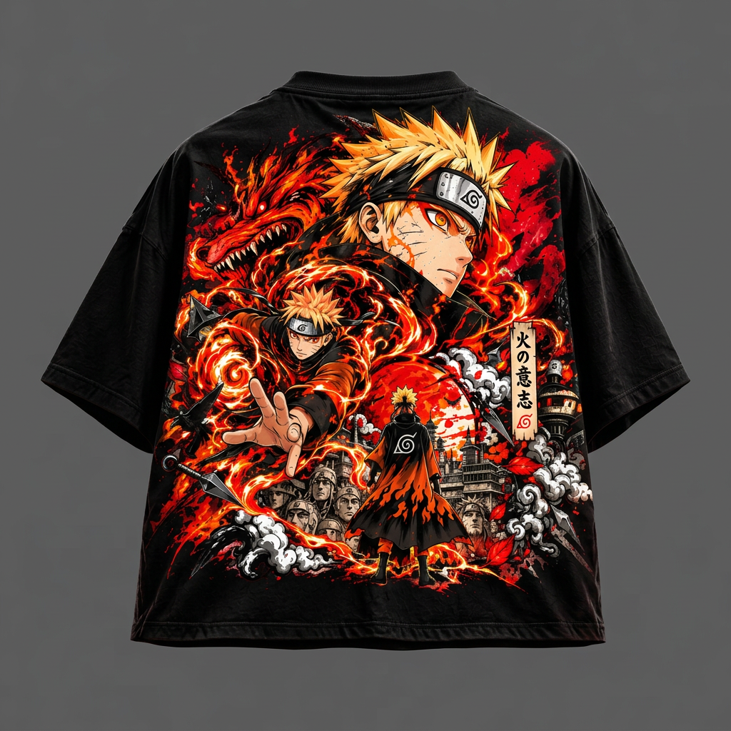 Naruto graphic tee back-view mockup