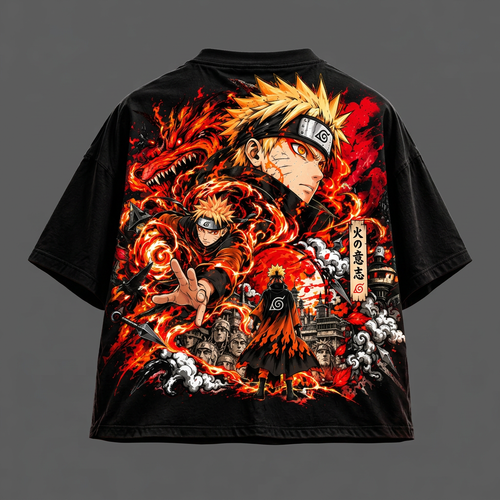 Naruto graphic tee back-view mockup